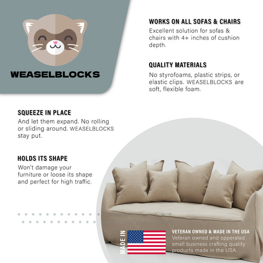 USA Made Sofa Slipcover Tuck Grips 5-Pack - XLarge 15 x 2 Inches for Sofas and Chairs